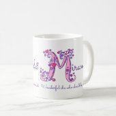 ミランダ名ハート花Mモノグラムマグ コーヒーマグカップ (正面右)