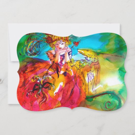 ミランチョリーナ 仮面舞踏会 黄色 茶色 赤 緑 招待状 (正面)