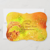 ミランチョリーナ 仮面舞踏会 黄色 茶色 赤 緑 招待状 (裏面)