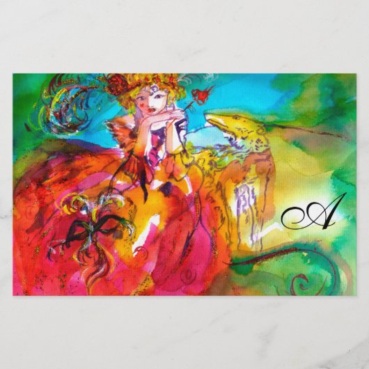 ミランドリナヴェネツィアカーニバルマスクモノグラムピンク 便箋 (正面)