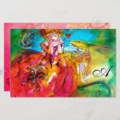 ミランドリナヴェネツィアカーニバルマスクモノグラムピンク 便箋 (正面/裏面)