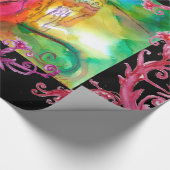 ミランドリーナ、赤紫のフローラ渦巻き ラッピングペーパー (角)