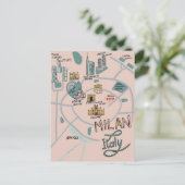 ミラン図解入りの、写真付きのシティの地図 – イタリア ポストカード (スタンド正面)
