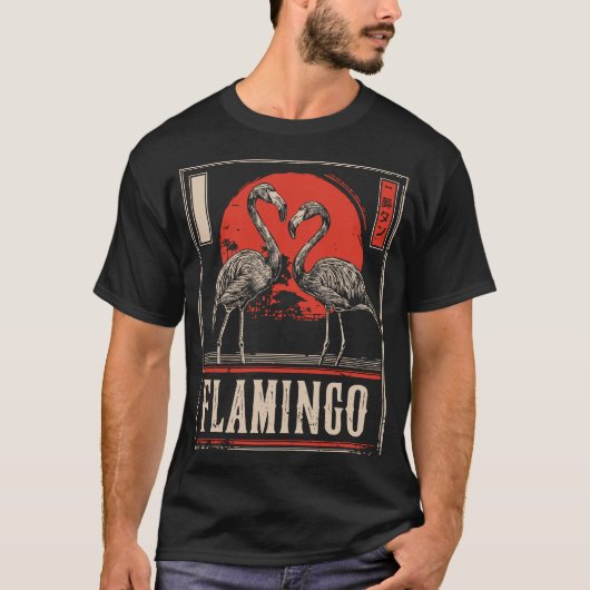 ミラーエレガンス – Flamingos in Crimson Moonlight Tシャツ (正面)