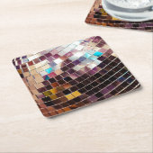 ミラーディスコボール スクエアペーパーコースター (アングル)