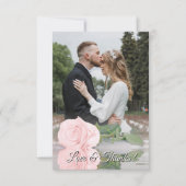 ミラーピンクローズエレガントなウェディングフォトオーバーレイ サンキューカード (正面)