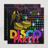 ミラーボールディスコダンスパーティーの招待状 招待状 (正面/裏面)