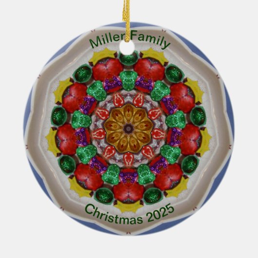 ミラー家族~クリスマスパーソナライズされたフラクタル~ セラミックオーナメント (裏面)