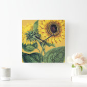 ミラー: ヒマワリ スクエア壁時計 (ホーム)