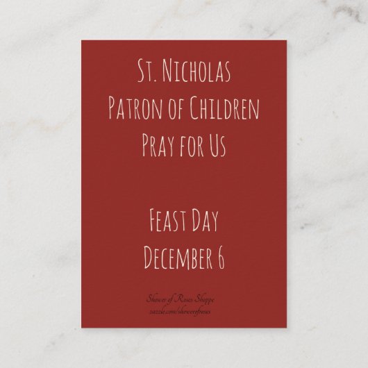ミラ司教の聖ニコラス 名刺 (裏面)