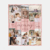 ミラ最高のイエバー写真コラージュPink Woodgrain フリースブランケット (正面)