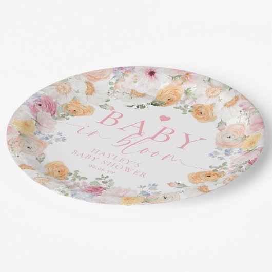 ミリエーフローラベビーイン開花ベビーシャワー ペーパープレート (アングル)