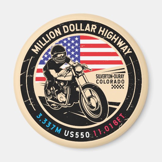 ミリオンドルハイウェイコロラドバイク マグネット (正面)