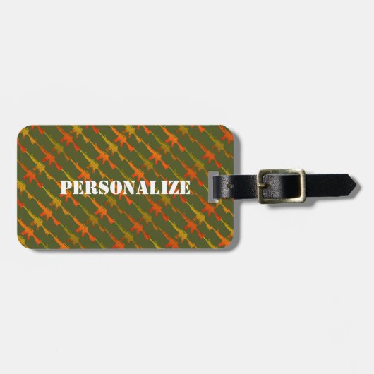 ミリタリーガンカモフラージュGIライフル軍グリーンブライト ラゲッジタグ (正面横)