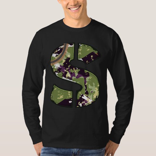 ミリタリースタイルのSの手紙 Tシャツ (正面)