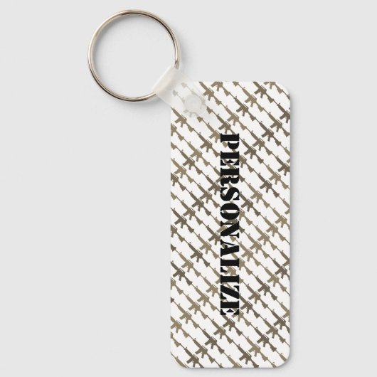 ミリタリースタイルガンカモフラージュGIライフルクールセピア キーホルダー (正面)