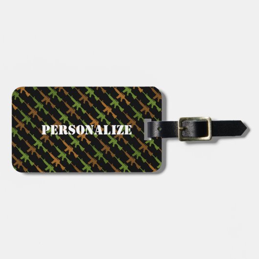 ミリタリースタイルガンカモフラージュGIライフルクールブラック ラゲッジタグ (正面横)