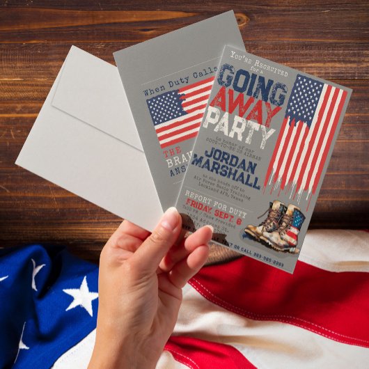 ミリタリーブーツの旗　GRAY  別れの発表会 招待状