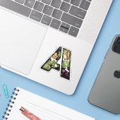 ミリタリー迷彩テクスチャの文字A シール (ノートパソコンとiPhone)