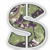 ミリタリー迷彩テクスチャの文字S シール (正面)