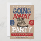 ミリタリー風カントリーブーツ 別れのプレゼントパーティー 招待状 (正面)