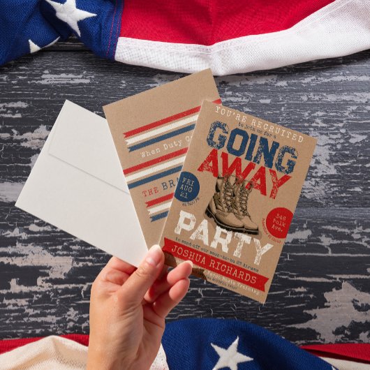 ミリタリー風カントリーブーツ 別れのプレゼントパーティー 招待状