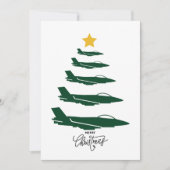 ミリタリー飛行機のクリスマスツリー & 写真 航空 シーズンカード (正面)