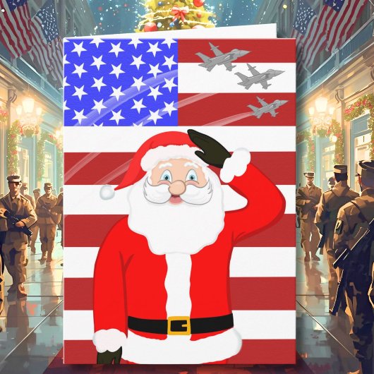 ミリタリー クリスマス サンタクロース 敬礼 カード