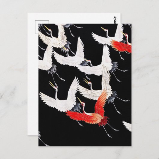 ミリヤド飛んでいるクレーン – ヴィンテージア日本のート ポストカード (正面/裏面)