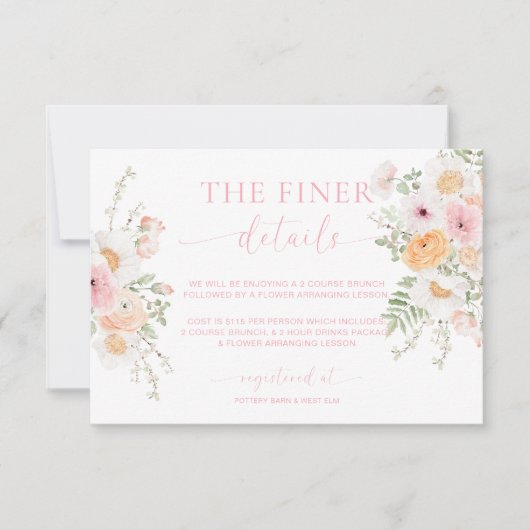 ミリー フローラル ベイビー シャワー 詳細カード 招待状 (正面)