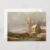 ミルとコテージの雪のシーン ポストカード (正面/裏面)