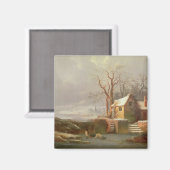 ミルとコテージの雪のシーン マグネット (正面/裏面)