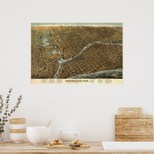 ミルウォーキーのバードセーエの地図 – 1872 (ベイリー) BigMapBlog ポスター (キッチン)