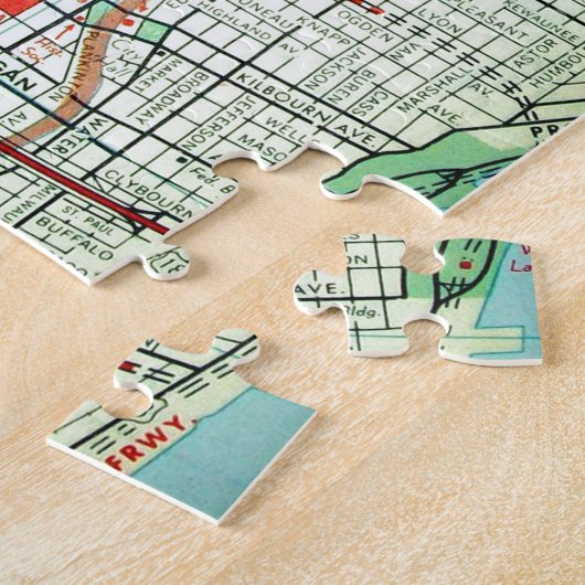 ミルウォーキーのヴィンテージの地図 ジグソーパズル (側面)