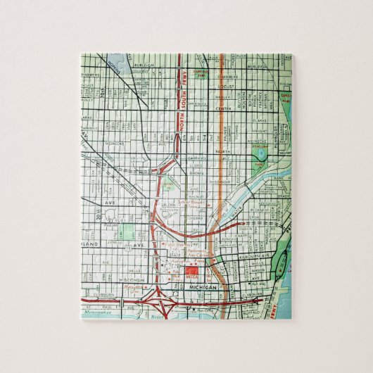 ミルウォーキーのヴィンテージの地図 ジグソーパズル (縦)