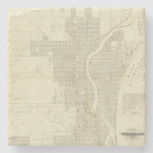 ミルウォーキーの地図 ストーンコースター (正面)