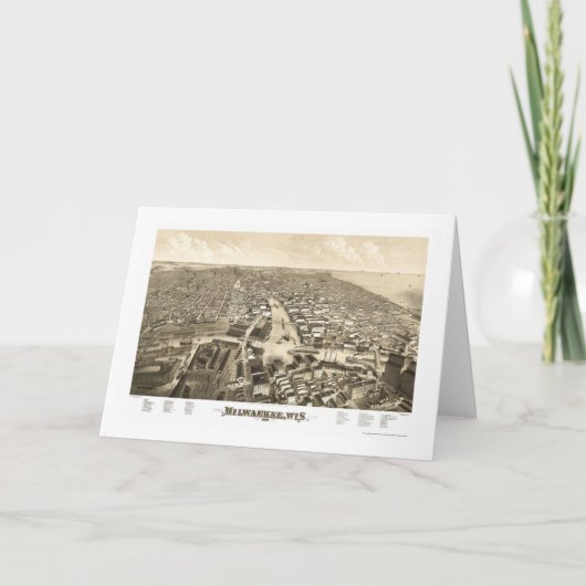 ミルウォーキーのWIのパノラマ式の地図- 1879年 カード (正面)
