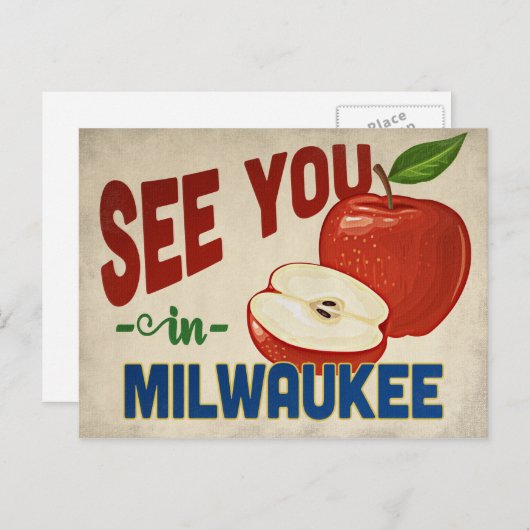 ミルウォーキーウィスコンシンアップルヴィンテージトラベル ポストカード (正面/裏面)