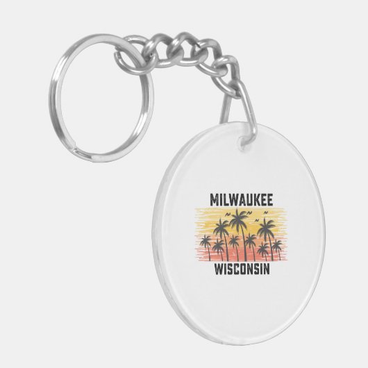 ミルウォーキーウィスコンシンサマーレトロヴィンテージバケーション キーホルダー (正面左)