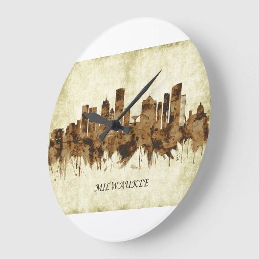ミルウォーキーウィスコンシンシティスケープ ラージ壁時計 (傾斜)