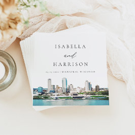 ミルウォーキーウィスコンシンスカイラインデスティネーショントラベル スタンダードカクテルナプキン