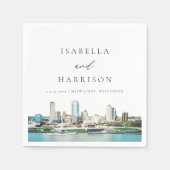 ミルウォーキーウィスコンシンスカイラインデスティネーショントラベル スタンダードカクテルナプキン (正面)