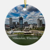 ミルウォーキーウィスコンシンチーズヘッドクリスマスキープサケ セラミックオーナメント (正面)