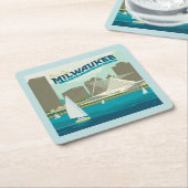 ミルウォーキーウィスコンシンハーバー | Brew City スクエアペーパーコースター (アングル)