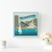 ミルウォーキーウィスコンシンハーバー | Brew City スクエア壁時計 (ホーム)