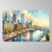 ミルウォーキーウィスコンシン旅行プレースウォーター色 ポスター (正面)