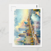 ミルウォーキーウィスコンシン有名な旅行水の色 ポストカード (正面/裏面)