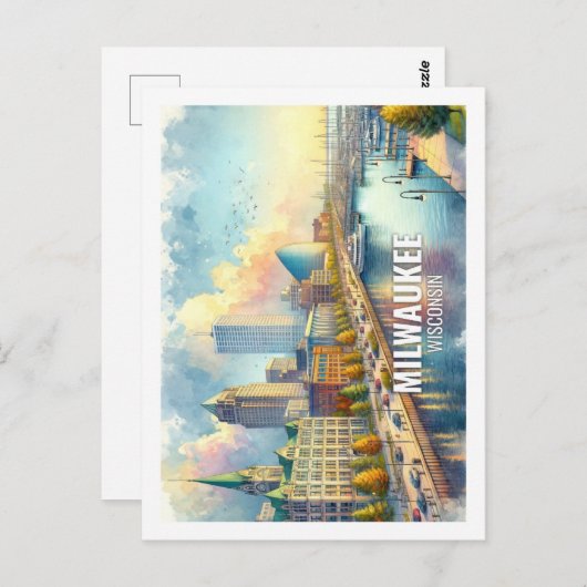 ミルウォーキーウィスコンシン有名な旅行水の色 ポストカード (正面/裏面)