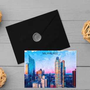 ミルウォーキーウィスコンシン水彩街並み旅行 ポストカード