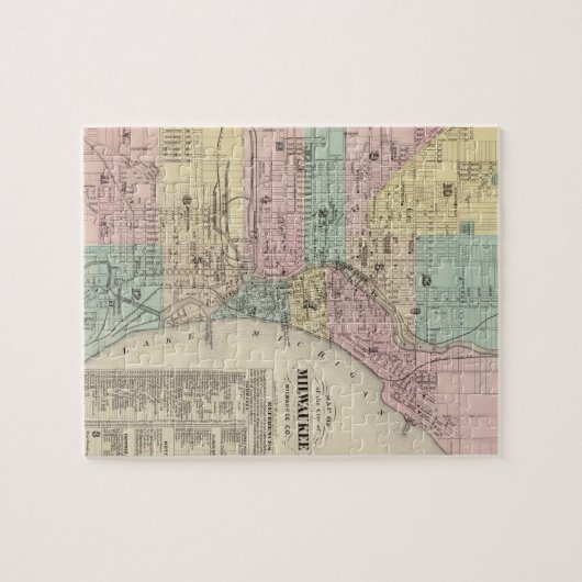 ミルウォーキーウィスコンシン(1878年)のヴィンテージの地図 ジグソーパズル (横)